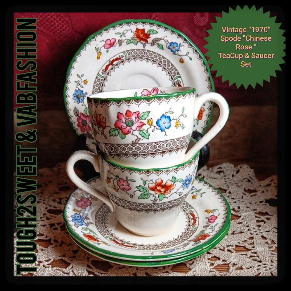 VINTAGE "1970" SPODE "CHINESE ROSE" CUP AND SAUCER COLLECTORS SET